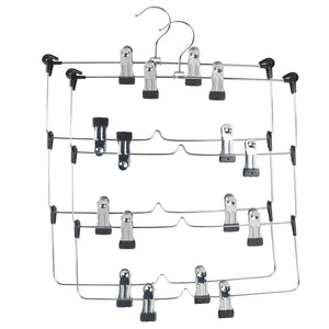 Select nice lohas home 4 tier skirt hangers pants hangers closet organizer stainless steel fold up space saving hangers 2 pieces