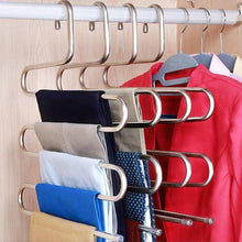 Load image into Gallery viewer, Shop for doiown pants hangers s shape stainless steel clothes hangers space saving hangers closet organizer for pants jeans scarf5 layers 10pcs
