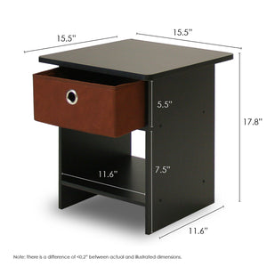 Furinno End Table/ Night Stand Storage Shelf 10004EX/BR