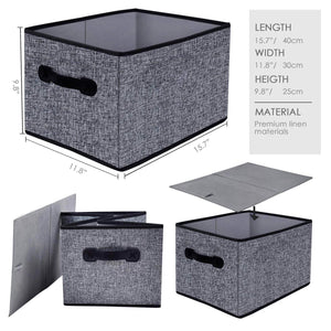 Discover the best homyfort cloth collapsible storage bins cubes 15 7x11 8x9 8 linen fabric basket box cubes containers organizer for closet shelves with leather handles set of 3 grey