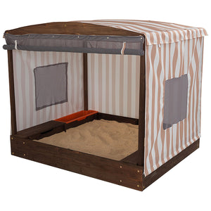 KidKraft Cabana Sandbox, Oatmeal and White Stripes