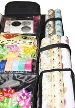 Load image into Gallery viewer, Latest freegrace double sided hanging gift wrap organizer large 16 x 41 wrapping paper rolls storage bag tearproof space saving closet gift bag organization solution black