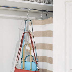 Kitchen interdesign classico hanging organizer for purses handbags satchels backpacks scarves pashminas slings closet accessories 6 hooks chrome set of 1 holder
