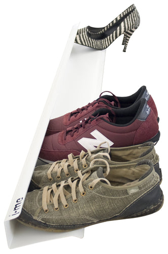 Shop j me horizontal shoe rack wall mounted shoe organizer keeps heels boots sneakers and sandals off the floor a great shoe storage solution for your entryway or closet white 48 inches