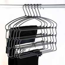 Load image into Gallery viewer, Exclusive bestool hangers heavy duty pant hangers non slip space saving trouser hanger wire stainless steel flocked hangers for men women and kids clothes 4 tier laundry closet hanger 6 pack