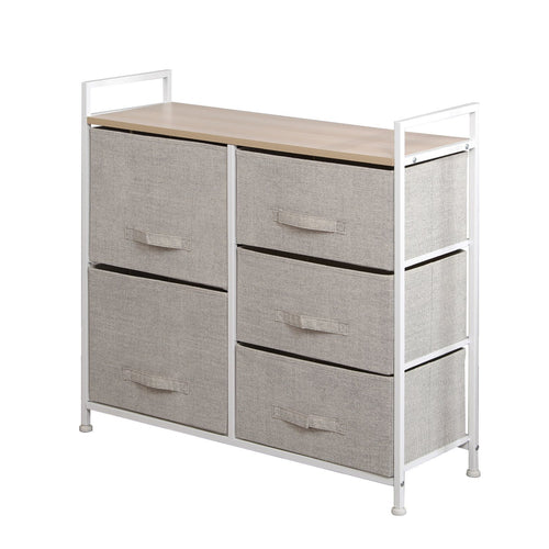 Related soges 5 drawer storage organizer unit for bedroom play room closets entryway free standing rack metal frame with fabric bin beige 107 bm