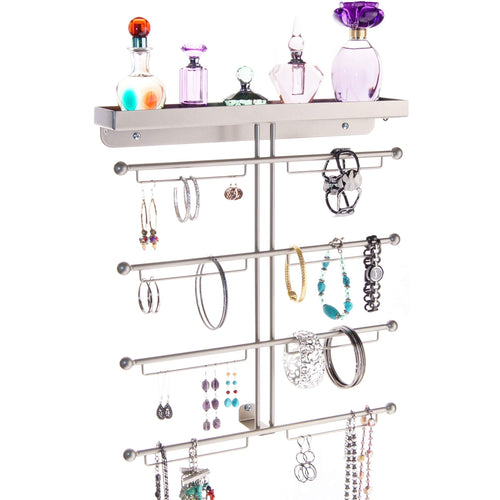 Amazon best angelynns bracelet display wall mount jewelry organizer earring holder necklace rack closet storage shelf carol satin nickel silver