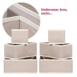 Latest diommell 9 pack foldable cloth storage box closet dresser drawer organizer fabric baskets bins containers divider with drawers for baby clothes underwear bras socks lingerie clothing beige 333