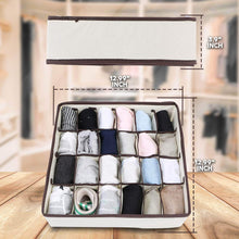 Load image into Gallery viewer, Save skyugle sock organizer underwear drawer divider 24 cell collapsible closet foldable clothes tie handkerchief wardrobe cabinet storage boxes beige 2 packs 1 mesh laundry bag for sock underwear