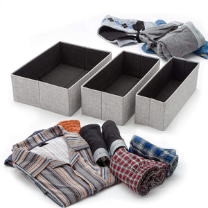 Best seller  foldable closet drawer organizer set of 3 storage containers moisture and dust proof storage baskets beautiful textured fabric sturdy build perfect for home and office gray birch