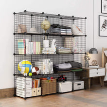 Load image into Gallery viewer, Save langria metal wire storage cubes modular shelving grids diy closet organization system bookcase cabinet 16 regular cube