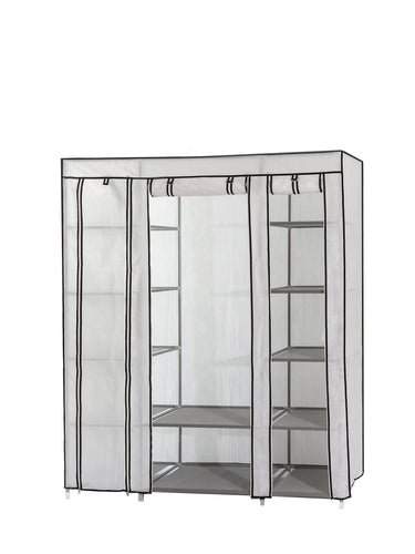 On amazon dream palace portable fabric wardrobe with shelves covered closet rack with bonus sock organizer hanger pack extra wide 59 white