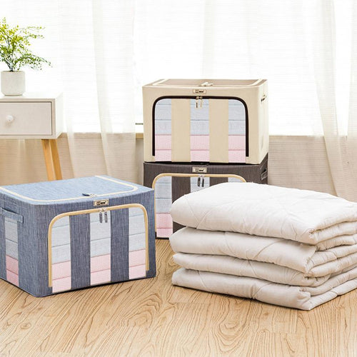 66L Durable Storage Box for Clothes Quilts Toys Steel Structure Oxford Clothes