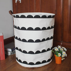 Collapsible Pattern Hanging Bag Canvas Toy Storage Bin Laundry Baskets