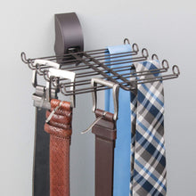 Load image into Gallery viewer, Save mdesign wall mount tie and belt rack organizer for closet storage bronze