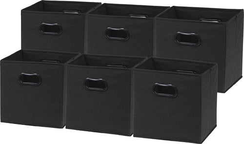6 Pack - SimpleHouseware Foldable Cube Storage Bin with Handle, Dark Grey (12-Inch Cube)