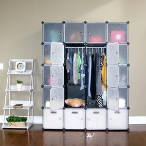On amazon unicoo multi use diy plastic 20 cube organizer bookcase storage cabinet wardrobe closet black with white door deeper cube