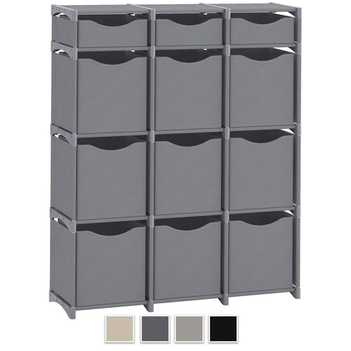Budget neaterize 12 cube organizer set of storage cubes included diy cubby organizer bins cube shelves ladder storage unit shelf closet organizer for bedroom playroom livingroom office grey