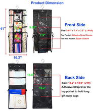 Load image into Gallery viewer, Organize with freegrace double sided hanging gift wrap organizer large 16 x 41 wrapping paper rolls storage bag tearproof space saving closet gift bag organization solution black