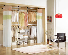 Load image into Gallery viewer, Discover the prince hanger deluxe 4 tier shelf hanger with curtain clothing rack closet organizer phus 0061