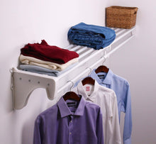 Load image into Gallery viewer, Discover expandable closet rod and shelf units with 1 end bracket finish white