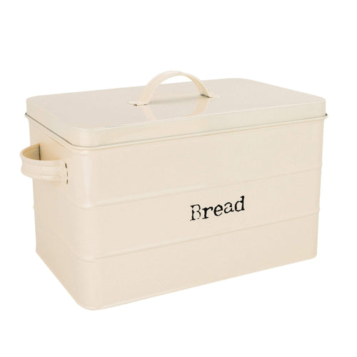 Harbour Housewares Vintage Metal Bread Bin - Cream