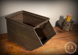 Vintage Industrial Metal Storage Bin Box Organizer Tote Drawer Planter Tray A-S-E CO Aurora ILL