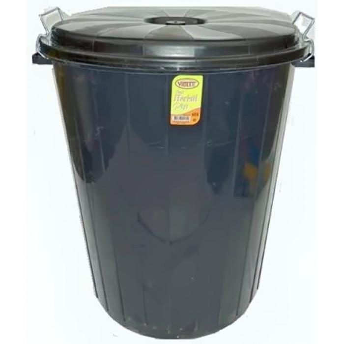 90 Litre Black Drum With Locked Lid Home Household Use Storage Bin K0119
