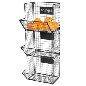 Wall Mounted Produce Baskets with Chalkboard Labels