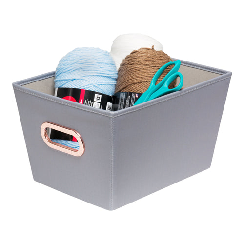 Small Storage Bin with Handles, Grey
