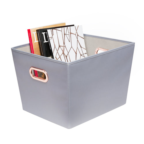 Medium Storage Bin with Handles, Grey