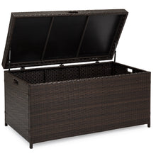 Load image into Gallery viewer, Outdoor Wicker Deck Storage Box w/ SteeL Frame, Lift-Up Top