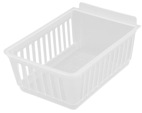 Plastic Slatwall Storage Bins, Cratebox ''Long'', Clear 8.5x5.75x3.37