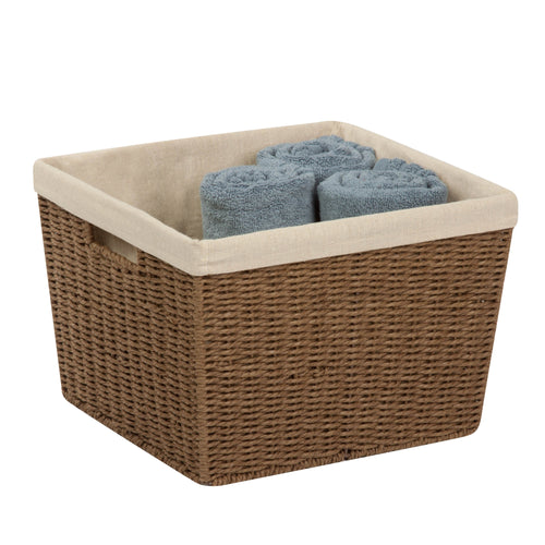 Paper Rope Storage Basket with Liner, Brown