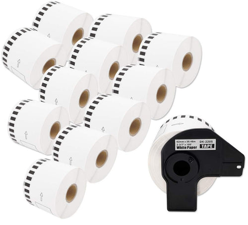 12 Rolls Compatibel Brother Labels DK-2205, 2.4