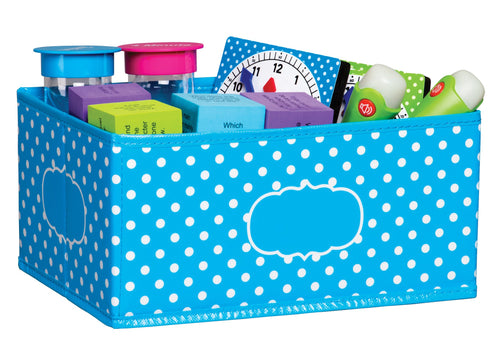 Storage Bin Small Aqua Polka Dot