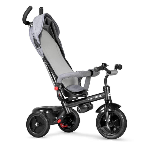 Besrey 4-In 1 Lightweight Convertible Kids' Tricycle Learn To Ride Trike With Detachable&Breathable Cushions(Gray/Red)