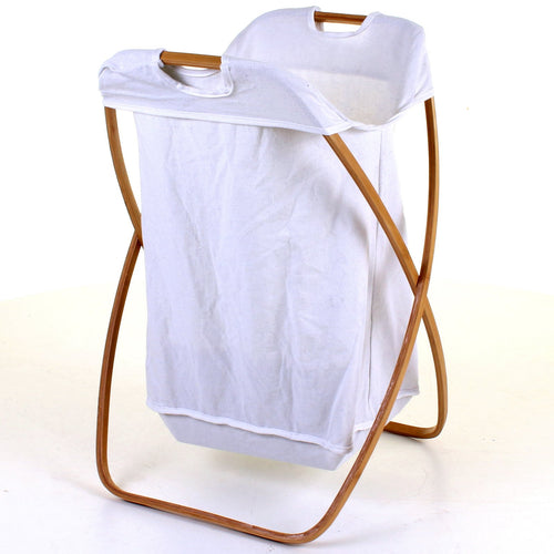 Curved Wood Frame Laundry Basket