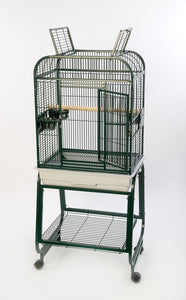 22"x17" Opening Square Top Cage with Cart Stand - Green