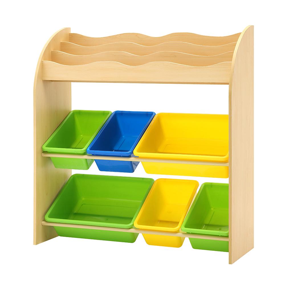 Artiss Kids Bookshelf Toy Box Bin Organizer Children Bookcase 3 Tiers