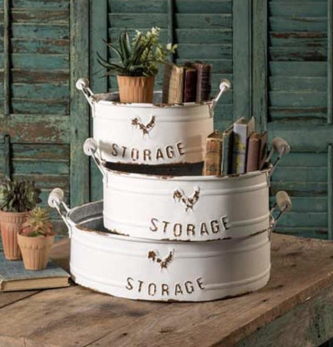 Love! Set of 3 Nested Round Storage Bins with Handles