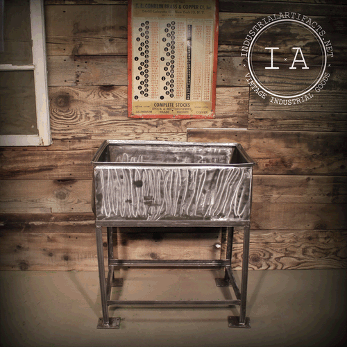 Vintage Industrial Metal Storage Bin Stand Table Planter Organizer Detachable Box Trunk Chest Table