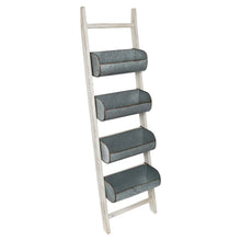 Load image into Gallery viewer, Pothos Rustic Wood and Metal Leaner Storage Bin Ladder