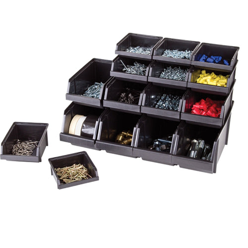 Flambeau Hardware 16 Storage Bin Assortment - Black