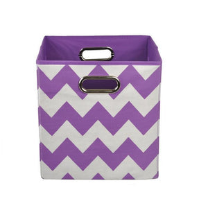 Modern Littles Color Pop Folding Storage Bin, Purple Chevron